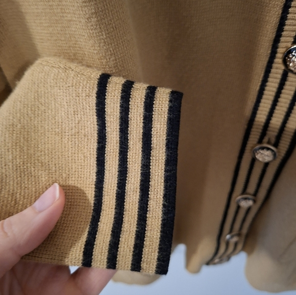 Contemporaine (for Simon's) Women's Camel & Black Long-line Cardigan (Size S) - Picture 5 of 8